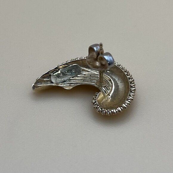 VTG 14K Solid Gold Mid Century MCM Paisley Earrings Hollywood Regency Stamped - Picture 6 of 10